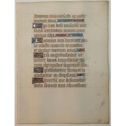 Leaf on vellum from a manuscript Book of Hours.