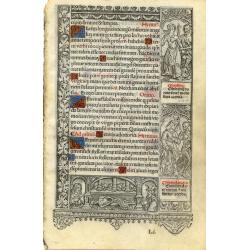 Leaf on vellum from a printed Book of Hours.