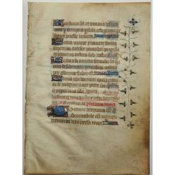 Leaf on vellum from a manuscript Book of Hours.