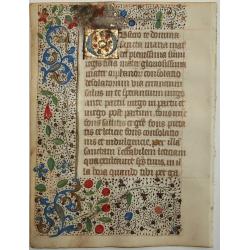 Leaf on vellum from a manuscript Book of Hours.