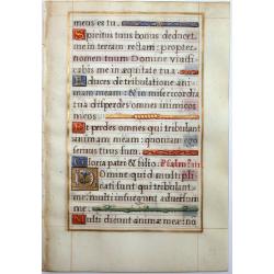 Leaf on vellum from a French manuscript Book of Hours.