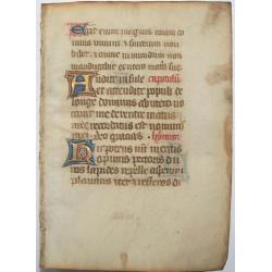 Leaf on vellum from a manuscript Book of Hours.