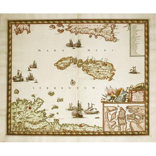 Old map image download for Insula Malta Accuratissime Delineata, Urbibus et Fortalitiis