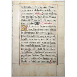 Leaf on vellum from a French manuscript Book of Hours.