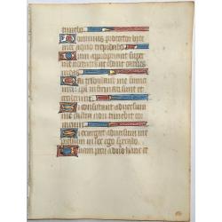 Leaf on vellum from a manuscript Book of Hours.