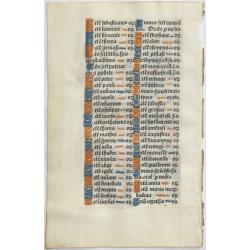 Leaf from a printed Book of Hours on vellum.