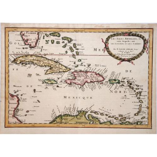 Old map image download for Les Isles Antilles, &c. entre Lesquelles Sont les Lucayes, et les Caribes ...