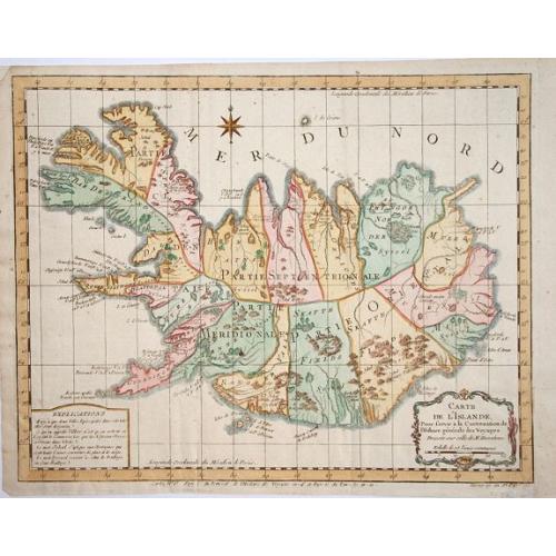 Old map image download for Carte de l'Islande... Dressee sur celle de M. Horrebows