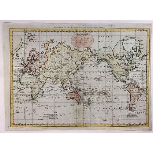 Old map image download for A New and complete chart of the World, Displaying the Tracks of Capt. Cook and Other Modern Navigators.