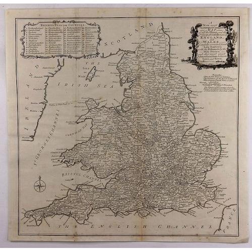 Old map image download for A New most Accurate & Complete Map of All the Direct and the Principal Cross Roads in England and Wales.