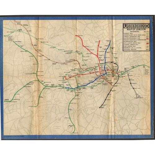 Old map image download for Underground Railway Map of London 1919.