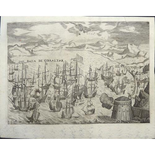 Old map image download for Sea battle in the Baya de Gibraltar.