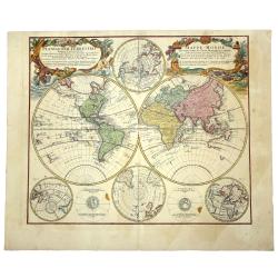 PLANIGLOBII TERRESTRIS. Mappa Universalis. - MAPPE - MONDE qui represente les deux Hemispheres savoir celui de l'Orient et celuit de l'Occident.