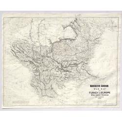 Manchester Guardian War Map of Turkey in Europe with Latest Divisions and Railways 1876.