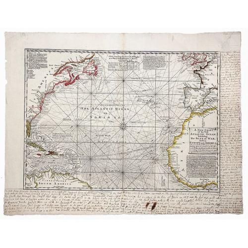 Old map image download for A NEW CHART of the Vast ATLANTIC OCEAN, Exhibiting The SEAT of WAR, both in EUROPE and AMERICA.[Popple]