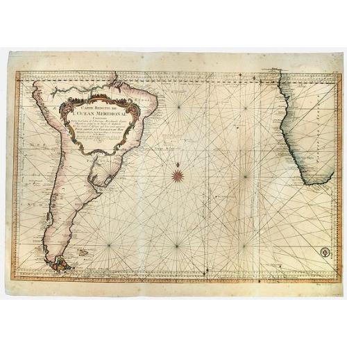 Old map image download for Carte Reduite de L' OCEAN MERIDIONAL Contenant Toutes les Costes de l' Amerique Meridionale ... 1753.
