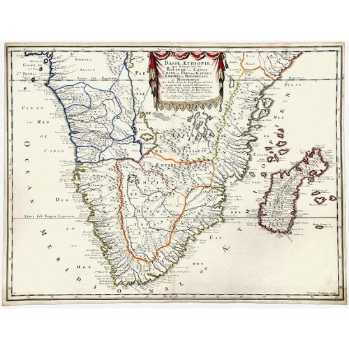 Old map image download for Southern Africa.-BASSE AETHIOPIE qui Comprend les ROYAUME de CONGO, COSTE, et Pays des CAFRES, Empires du Monomotapa, Monoemugi. ... 1655