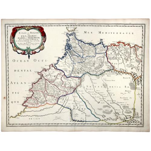 Old map image download for Morocco.-Estats et Royaumes de FEZ et MAROC, DARHA et SEGELMESSE, ... 1655.