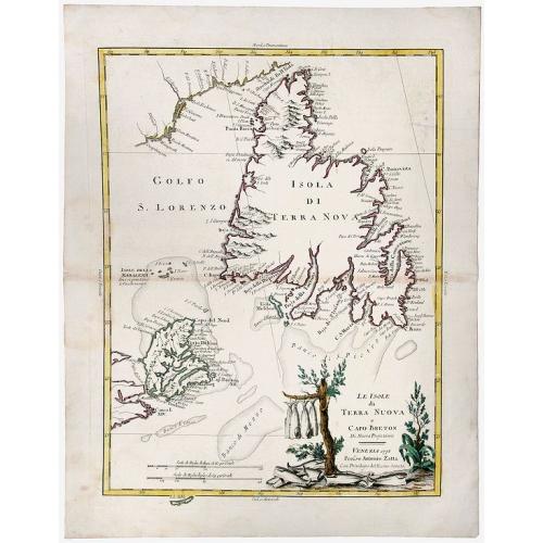Old map image download for Le Isole di TERRA NUOVA e CAPO BRETON Di Nuova Projezione.