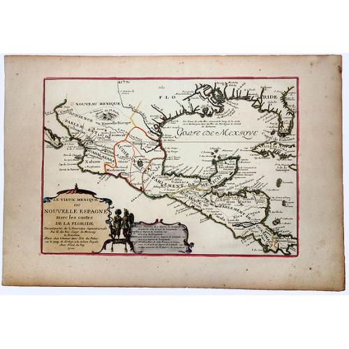 Old map image download for Le Vieux Mexique ou NOUVELLE ESPAGNE avec les costes DE LA FLORIDE.