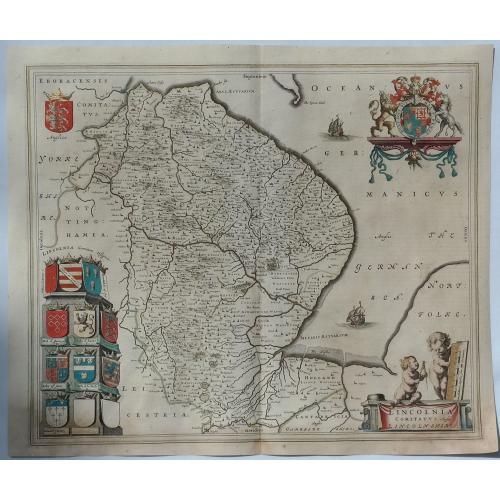 Old map image download for Lincolnia Comitatus. Anglia Lincoln-Shire.