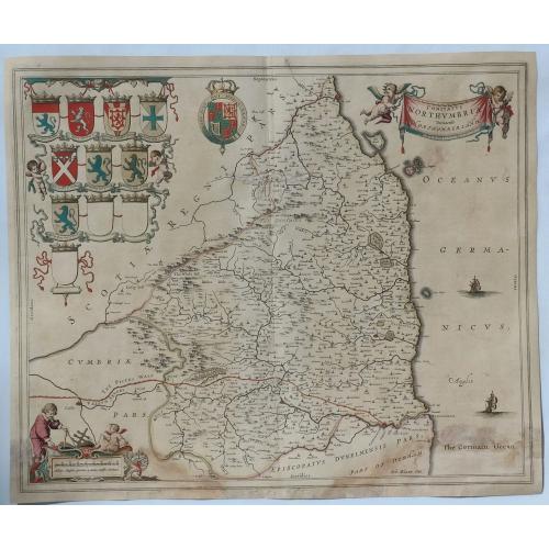 Old map image download for Comitatus Northumbria Vernacule Northumberland.