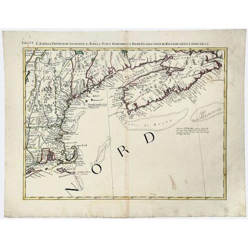 Old map image download for Fogl. VI. L' Acadia Le Provincie di Sagadahook e Main La Nuova Hampshire La Rhode Island e Parte Di Massachusset e Connecticut.