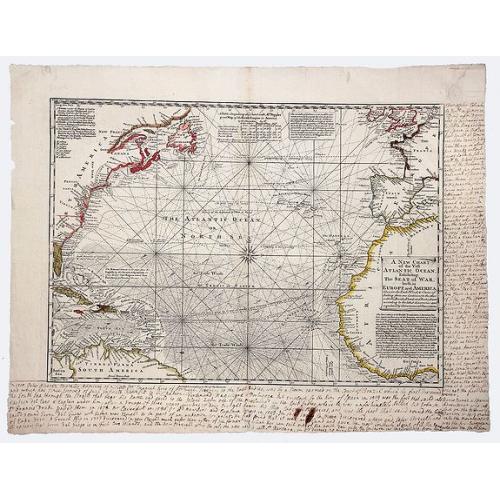 Old map image download for A NEW CHART of the Vast ATLANTIC OCEAN, Exhibiting The SEAT of WAR, both in EUROPE and AMERICA. [Popple]