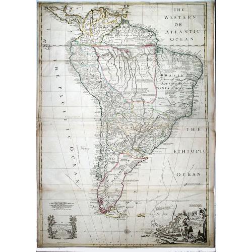 Old map image download for SOUTH AMERICA. Corrected from the Observations comunicated to the Royal Societys of London & Paris.