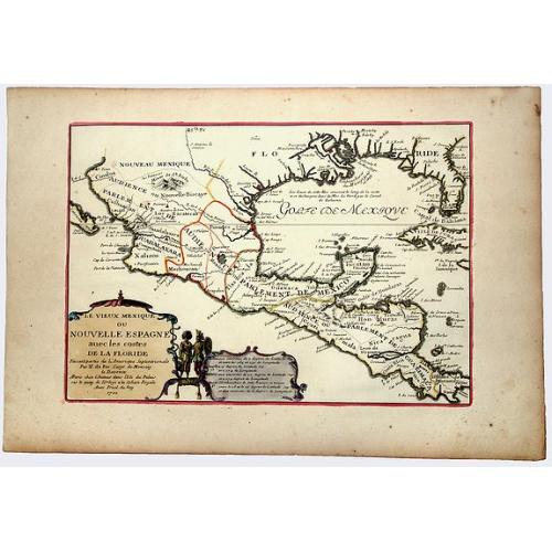 Old map image download for Le Vieux Mexique ou NOUVELLE ESPAGNE avec les costes DE LA FLORIDE.[1st edition]