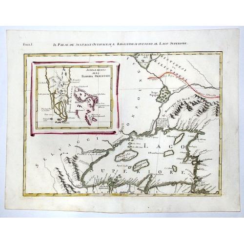 Old map image download for IL PAESE DE SELVAGGI OUTAUACESI E KILISTINESI INTORNO AL LAGO SUPERIORE. (Fogl. I.)[LAKE SUPERIOR,FLORIDA&BAHAMAS]