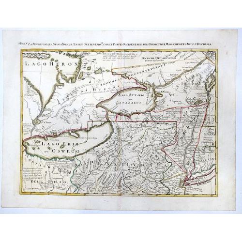 Old map image download for LA PENSILVANIA, LA NUOVA YORK, IL JERSEY SETTENTRIO:le, CON LA PARTE OCCIDENTALE DEL CONNECTICUT. . . (Fogl. V.)[Lakes Huron, Erie, and Ontario]