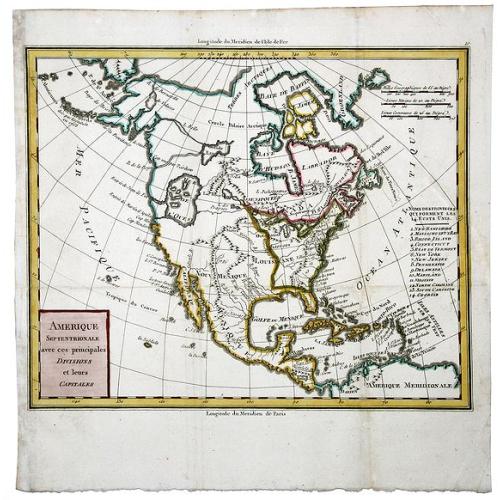 Old map image download for AMERIQUE Septentrionale avec ses principales Divisions et leurs Capitales. [Mer de l'Ouest].