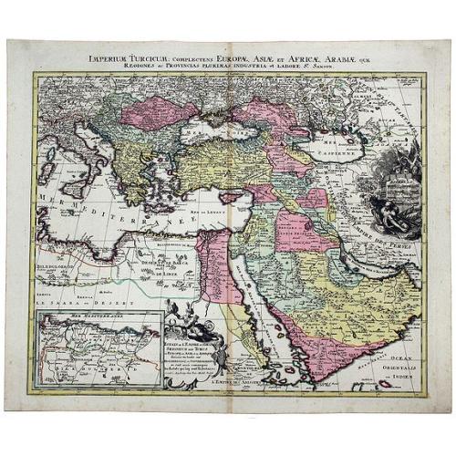 Old map image download for IMPERIRUM TURCICUM: Complectens EUROPAE, ASIAE et AFRICAE, ARABIAE que Regiones. . .