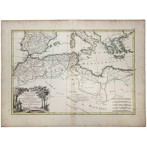 Old map image download for Carte des Cotes de BARBARIE ou les Royaumes de Maroc, de Fez, d' Alger, de Tunis, et de Tripoli. . .