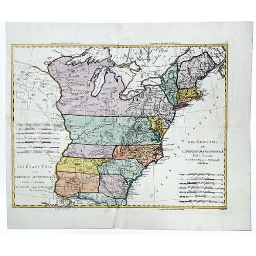 Old map image download for Les Etats-Unis de L'Amerique Septentrionale.