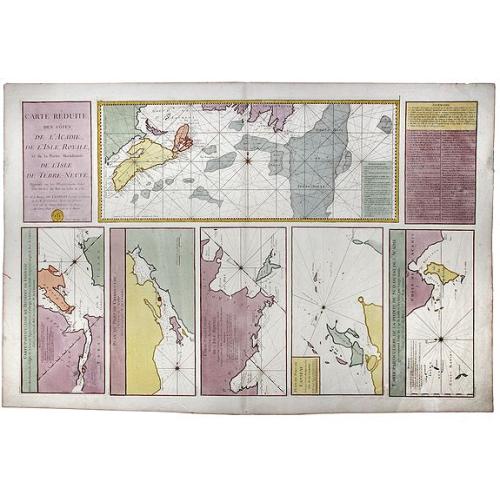 Old map image download for Carte Reduite, des Cotes De L'Acadie, de L'Isle Royale, et de la Partie Meridionale de L'Isle de Terre Neuve.