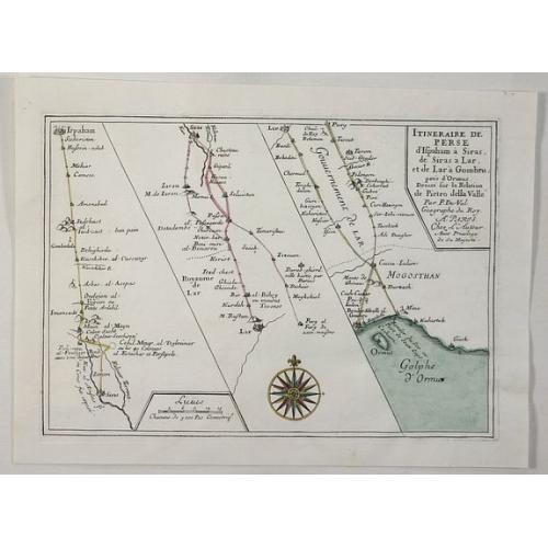 Old map image download for Itineraire de Perse d'Ispaham a Siras de Siras a Lar et de Lar a Gombru. . .