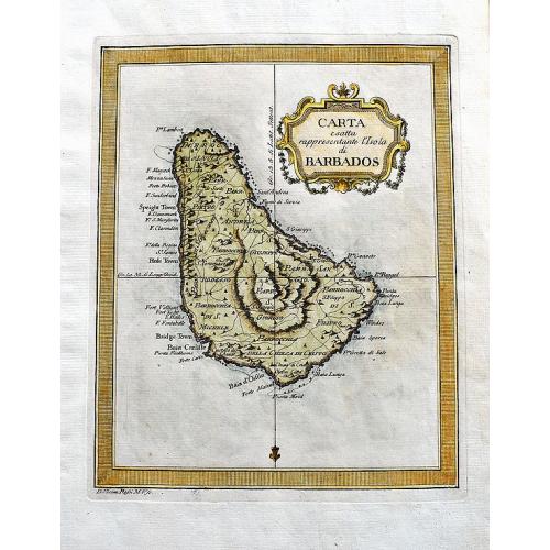 Old map image download for Carta esatta rappresentante l'isola di Barbados.