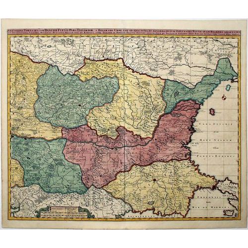 Old map image download for ROMANIA, THRACE, BULGARIA. -Exactissima Tabula qua tam DANUBII FLUVII PARS INFERIOR, . .