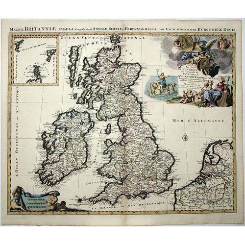 Old map image download for Magnae BRITANNIAE tabula, Comprehendens ANGLIAE, SCOTIAE et HIBERNIAE Regna, ad Usum Seremosso,o Burgunduae Ducis.