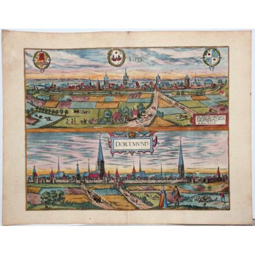 Old map image download for Lippe [on sheet with] Dortmund. (Lippstadt and Dortmund)