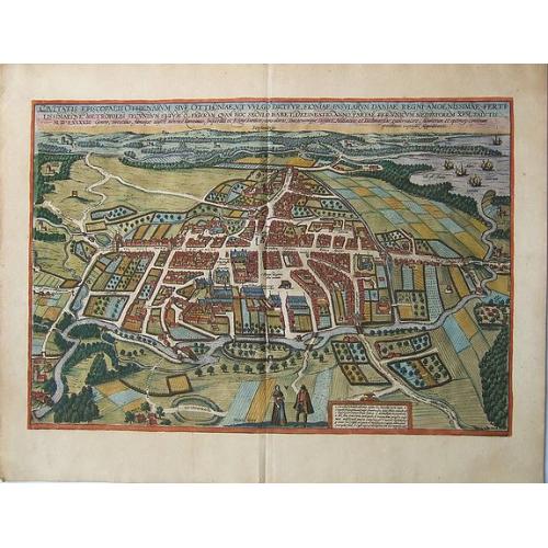 Old map image download for Civitates Episcopalis Othenarum sive Otthoniae, ut vulgo Dicitur, Fioniae ... Odense on Funen