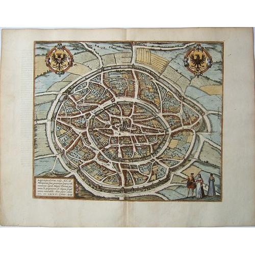 Old map image download for AACHEN, Aquisgranum, vulgo Aich, ad Menapiorum fines, perantiqua Imperij Urbs, Monumento Caroli Magni. . .