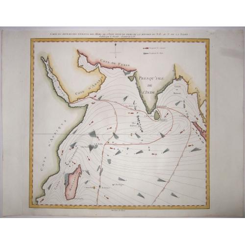 Old map image download for [PASSAGE TO INDIA], Carte du Sisteme des Courants des Mers de l'Inde dans le Tems de la Mousson du N.E. au N. de la Ligne, Publie. . .