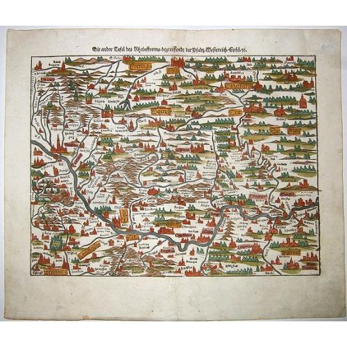 Old map image download for Die ander Tafel des Rheinstromes, begreiffendt die Pfaltz, Westereich, Eyfel,sc. [Course of the Rhine from approx. Strassbourg to Andernach]