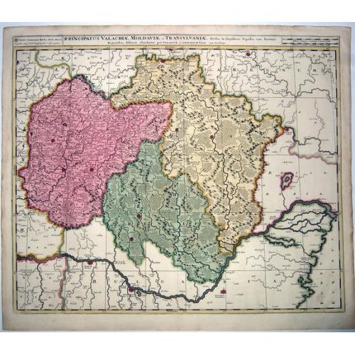 Old map image download for Romania,- PRINCIPATUS VALACHIAE, MOLDAVIAE, ET TRANSYLVANIAE. . .