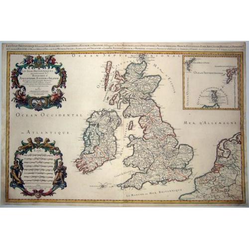 Old map image download for Les Isles Britanniques ou sont les Royaumes d' Angleterre, Ecosse, et Irlande; distingués en leurs principales Provinces. . .