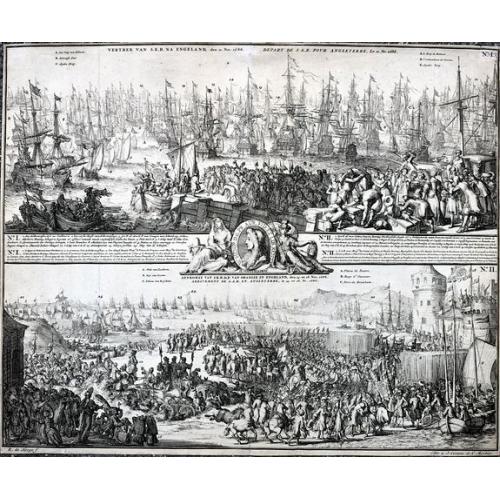Old map image download for Vertrek van S.K.H. NA Engeland den 11. Nov. 1688 & Aenkomst van S.K.H.D.P. van Orangie in Engeland, den 15. en 16. Nov. 1688. . .