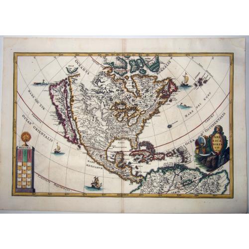 Old map image download for Americae Borealis 1699 (California as an Island).